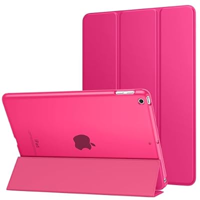 MoKo Case Fit 2018/2017 iPad 9.7 5th / 6th Generation - Slim Lightweight Smart Shell Stand Cover with Translucent Frosted Back Protector Fit Apple iPad 9.7 Inch 2018/2017, Bright Pink