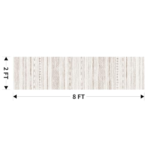 2x8 Runner Rug Machine Washable Non Slip Area Rug Distressed Neutral Moroccan Boho Rug Ultra Soft Floor Runners for Hallways for Entryway Laundry Room Kitchen, Brown