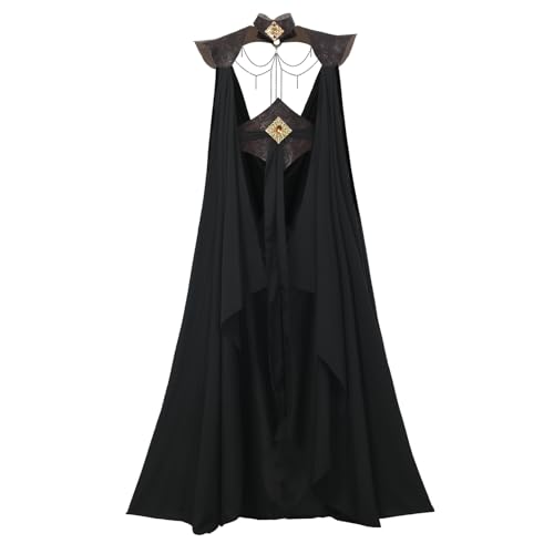 UniqKaliber Mittelalterlicher Elfen-K Cape für Frauen, langer Feen-K Cape mit Schulterfreiheit, Renaissance-Cosplay-Kostüm