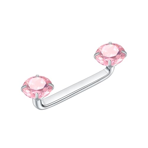 Xpircn 14G 12mm Titanium Surface Piercing Jewelry Flat Bar CZ Staple Barbell Internally Threaded Surface Tragus Staple Bar Piercing Jewelry