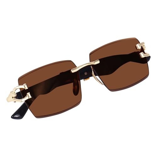 Image of Dervin UV Protected Rectangular Rimless Sunglasses for Men and Women