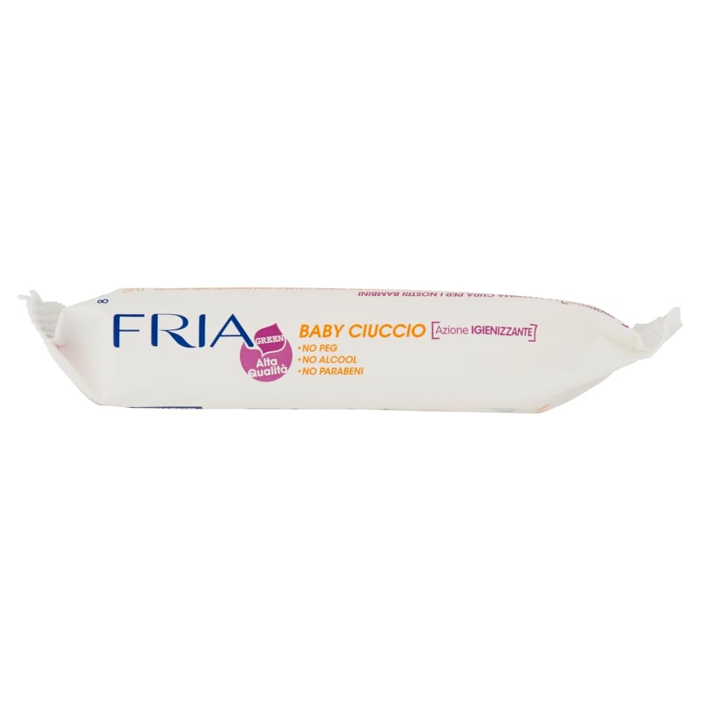 Fria Baby Ciuccio Salviette Pulisci Ciuccio Biberon Tettarelle Azione Igienizzante 99% Origine Naturale Confezione Borsa 12 Salviette