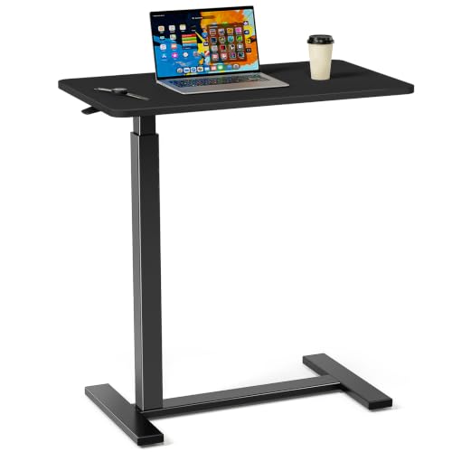 Sweetcrispy Overbed Table, Adjustable Rolling Desk, Mobile Standing Desk