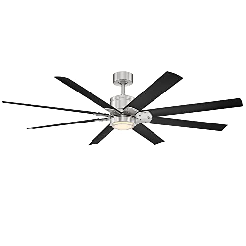 Renegade Smart Indoor and Outdoor 8-Blade Ceiling Fan 66in Brushed Nickel Black with 3000K LED Light Kit and Remote Control works with Alexa, Google Assistant, Samsung Things, and iOS or Android App