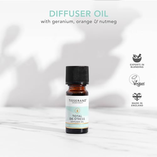 Tisserand - Total De-Stress - Aromatherapy Diffuser Oil - with Geranium, Nutmeg and Orange - 100% Natural Pure Essential Oils - 9ml
