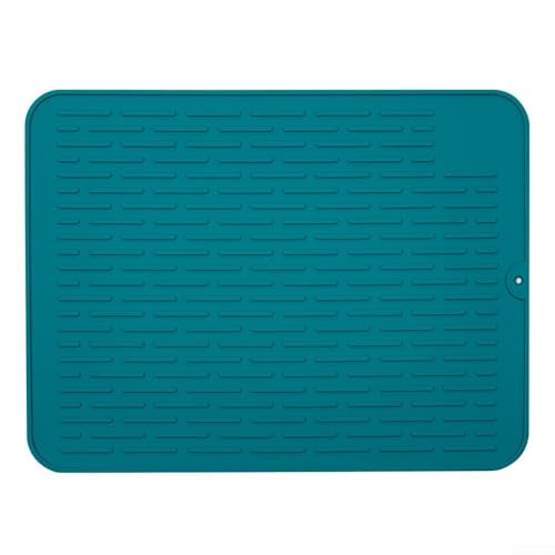 Jotekonoby Alfombrilla de secado de platos, alfombrilla de secado de cocina de silicona antideslizante, tapete de drenaje de flujo para tablero de drenaje de cocina (verde)