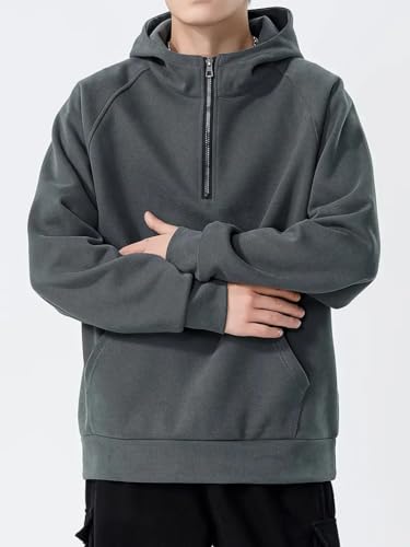 Image of Trillion Half Zipper Hooded Sweatshirt for Men (Regular Fit | Polyester Blend)