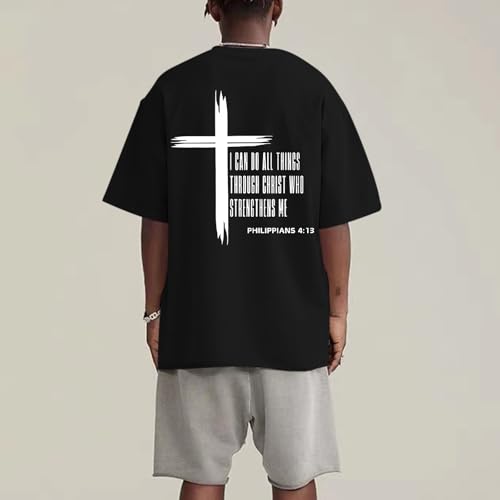 Tuislay Christian Oversized Shirts for Men Jesus Cross T Shirt God Religious Tshirts Faith Graphic Workout Tees Streetwear4