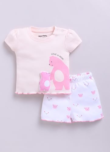 Image of Smart Baby 100% Cotton Interlock Fabric T-Shirt and Shorts Set for Baby Girls - Soft, Lightweight, Comfortable (Pack of 1)