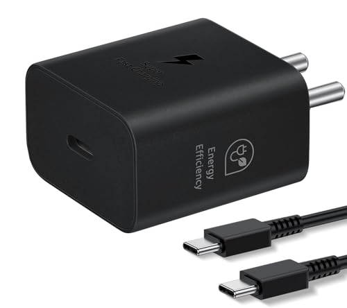 Image of 25W Samsung Type-C Super Fast Charger Adapter | C to C Port Android Phone Wall Charging Adaptor with C to C Cable for Samsung Galaxy M35 /A35 /A15 /M15 /F15 /F55 /M14 /F14 /A34 /M34 /F34 /A25 /S23 fe /S21 fe 5G