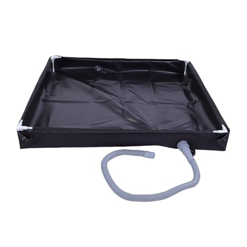 Diydeg Base de Ducha Portátil, 31.5 x 31.5 x 3.9 pulgadas, Base de Ducha Plegable con Tubería de Drenaje Desmontable, para Camping al Aire Libre, Playa (Negro)