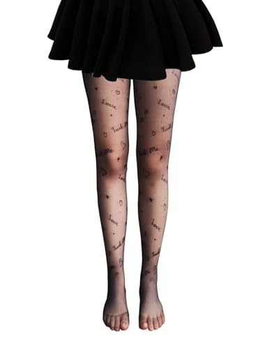 Image of FANCAME Women's Sheer Patterned Tights-Graphic Pantyhose with Trendy Hot Sexy Design