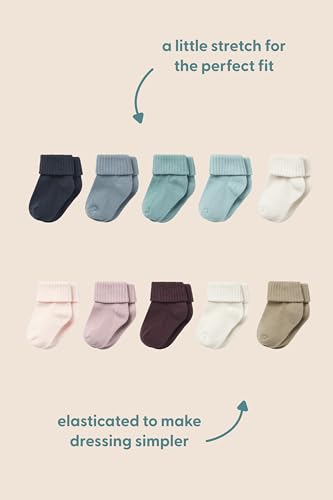 MORI Baby Comfy Ribbed Socks for Boys and Girls - Soft Unisex Infant Elasticated Mid Cut Sock - Pack of 52