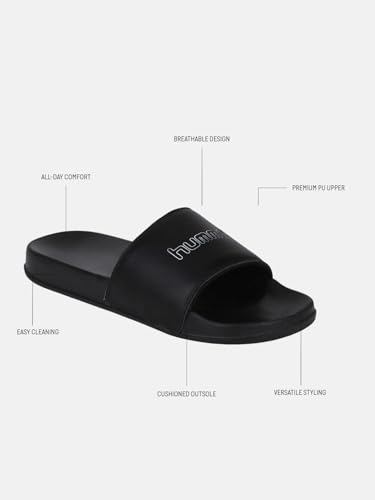 Image of hummel CLASSIC MEN SLIDERS Comfortable Cushioned Sole Arch Support Durable Lightweight Flexible Trendy Style Flip flops and Slippers Slides for Men Daily use Chappal