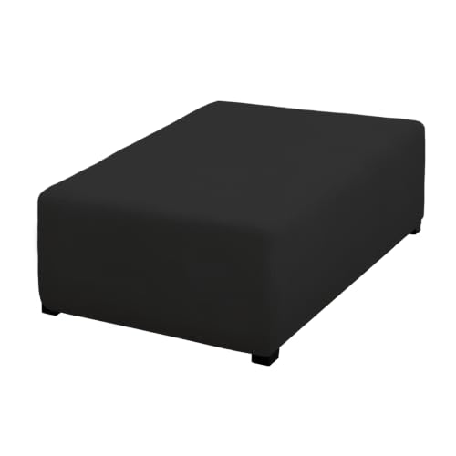 Image of PureFit Super Stretch Form Fit Ottoman Cover Rectangle - Ottoman Slipcovers for Foot Stool Cover & Folding Storage Slipcover for Living Room with Nonslip Elastic Bottom (Medium-L, Black)
