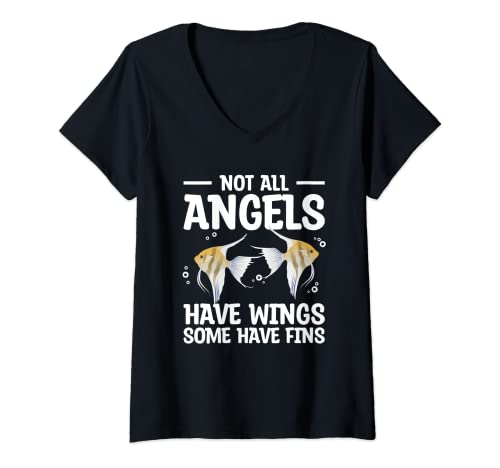 Aquarium Fishkeeping Gift For A Fishkeeper - Womens Not All Angels Have Wings Some Have Fins Fishkeeper V-Neck T-Shirt