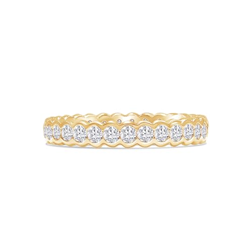 1 Carat Round Cut Lab Created Moissanite Full Eternity Stackable Wedding Band Ring For Women In 10K Or 14K Solid Gold (VVS1 Clarity, 1.00 Cttw)2