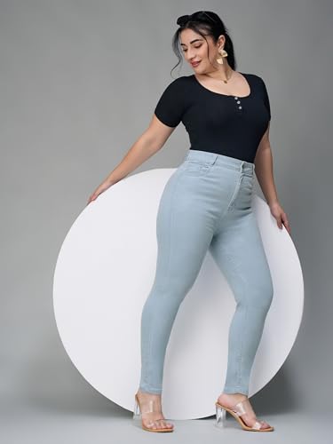 Image of Miss Chase A+ Women's Wide-Leg High Rise Regular Length Stretchable Denim Jeans