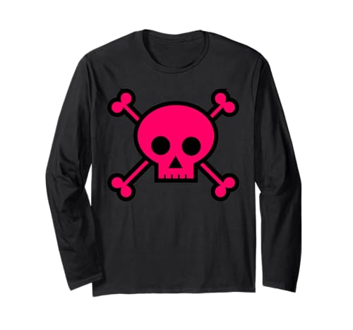 Pink Skull, Cute Skull Long Sleeve T-Shirt