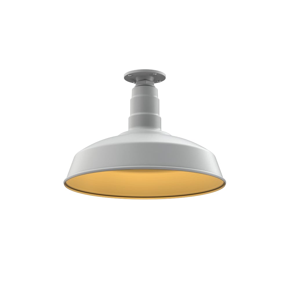 Flush Mount Barn Light Pendant 16" Dome | Garage | Modern Gray/Brass