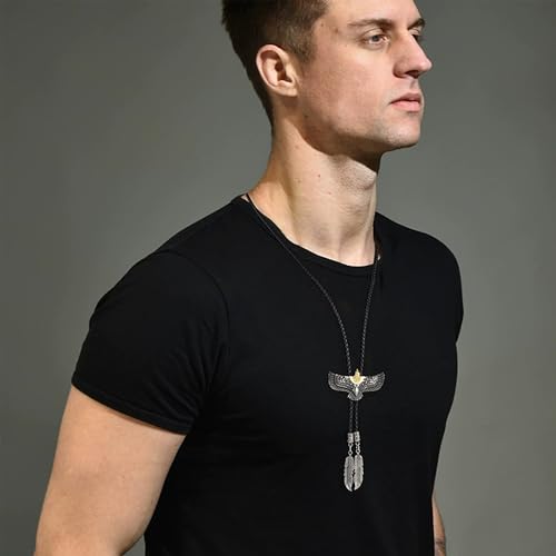 Western Eagle Bolo Tie for Men Women Fashion Retro Leather Necklace Cowboy Tie Adjustable Wild West Theme Braided Necklace4