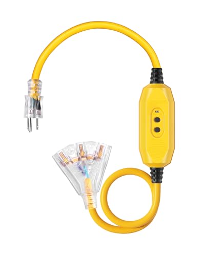 DEWENWILS 3 FT Automatic GFCI Extension Cord Outdoor, 12/3 Gauge Extension Cord for Multiple...