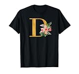 Cute Monogram Initial Letters Flowers Capital D T-Shirt