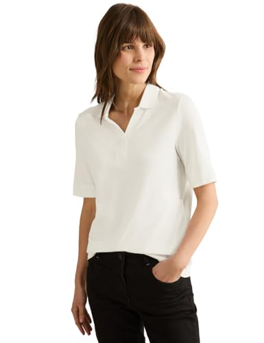 CECIL Damen B322947 Piquée Poloshirt, Vanilla White, L