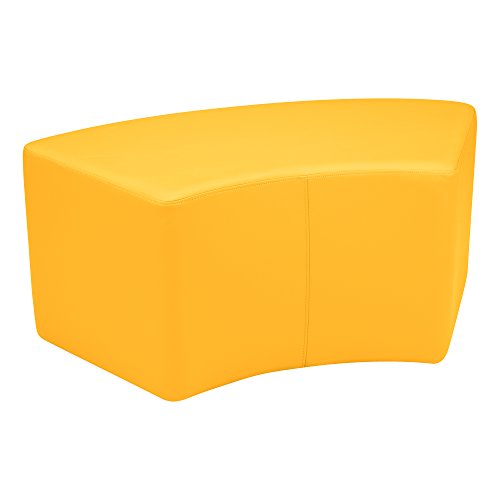 Image of Sprogs 18 inch H Structured S-Curve Stool -Flexible Modular Collaborative Soft Seating for Office, Home, Lounge and School Classrooms with Durable Frame & Set of 2 inch Casters Add-on -Yellow