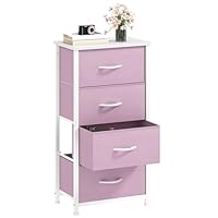 DWVO Chest of Drawers, Fabric Chest of Drawers, Bedroom Cabinet with 4 Drawers,Dresser for Bedroom,Living Room With Handles,Wood Top and Sturdy Steel Frame, Pink