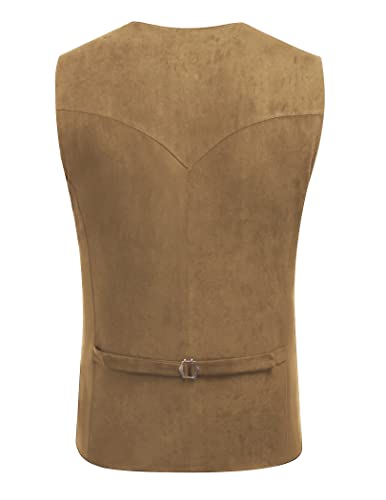 Coofandy Men's Casual Suede Leather Suit Vests Western Vest Jacket Slim Fit Vest Waistcoat For Men #TOP2