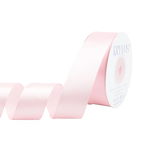 Baby Pink Satin Ribbon 1 inch X Continuous 25 Yards, Single Face Polyester Ribbon Perfect for Gift Wrapping, Flower Bouquet, Wedding Decor, Crafts, Bow Making, Sewing and More