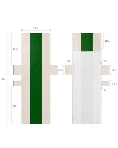 Green Striped Beach Lounge Chair Towel Cover, Soft Chaise Lounge Towel with Side Pockets Patio Pool Chairs Cover for Beach/Pool Sunbathing 29x85 Farmhouse Green Rustic Burlap