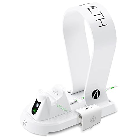 Stealth SX-C60 White Charging Station with Headset Stand for XBOX ONE Including Rechargeable Battery Cover