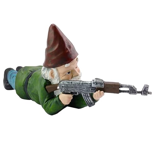 KampfZwerg-Skulptur, Gartenzwerge, Gartenornamente für den Außenbereich, Gnomen-Gartenstatue, freche Harz Zwerge, Statue für Arbeitszimmer, Garten, Innenhof, Rasen, Schlafzimmer (D)