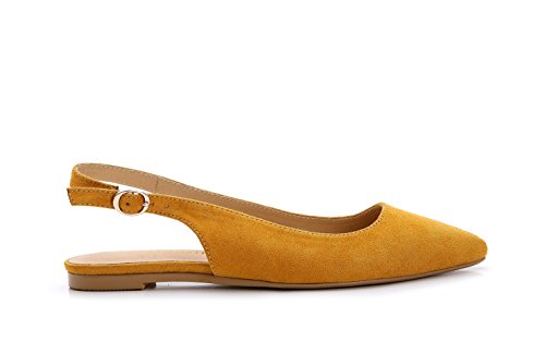 ComeShun Womens Shoes Yellow Comfort Classic Flat Sandals Dress Slingback Pump Suede Size 5