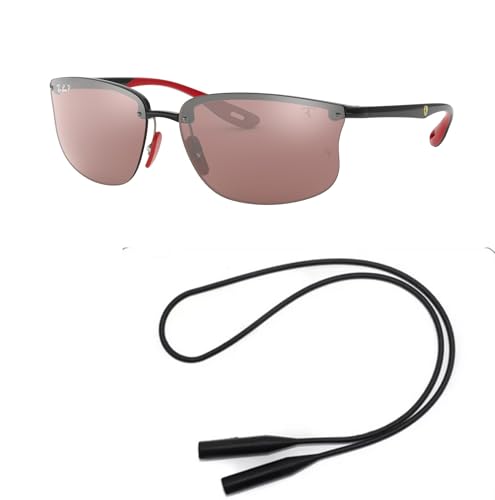 Ray-Ban RB4322M Sunglasses Bundle: RB 4322M FERRARI F601H2 Ferrari Black Purple Mirror Si and Universal Anti-slip Silicone Leash2