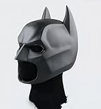 Hqroidd Men's Super Hero Bat Mask Knight Full Head Helmet Latex Black Headgear Halloween Costume Accessory Masque Role Play Props