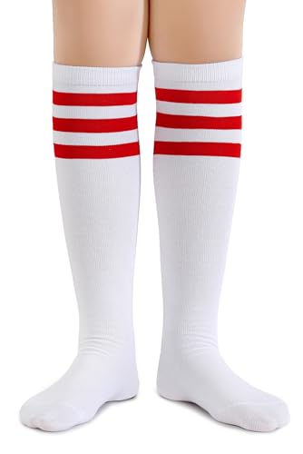 Henwarry Boys Girls Knee High Tube Socks Classical Stripes Cotton Soft Over the Calf Kids Tube Socks2