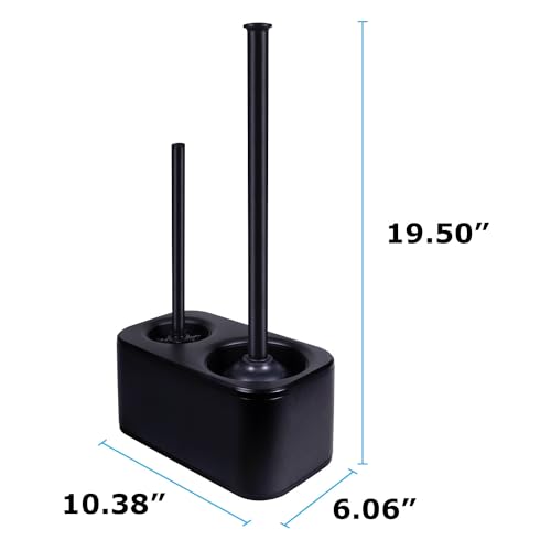 Image of Blue Donuts Toilet Brush and Plunger Set with Holder, Sleek Minimalist Modern Black Bathroom Accessories Toilet Plunger and Toilet Bowl Brush Combo