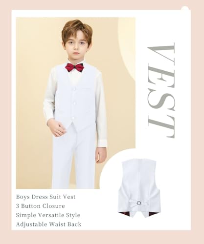 Image of Boys Formal Suit Vest Kids 3 Button Adjustable Back Strap Toddler Vests