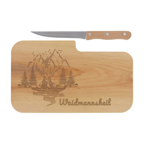 LASERHELD | Brotzeitbrett Holz mit Gravur “Waidmannsheil...