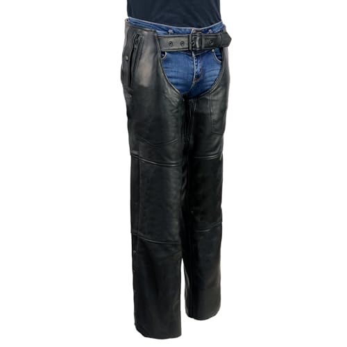 Milwaukee Leather USA Made Premium Motorcycle Leather Chaps for Men & Women MLM MLCH - X-Large