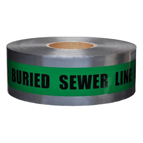 Presco Underground Detectable Tape, 3 in. x 1000 ft. (Green with Black "Caution Buried Sewer LINE Below" Printing)