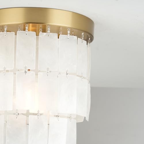 ALICE HOUSE 8-Inch Flush Mount Ceiling Light with Capiz Shells, Brushed Brass Finish, Modern Coastal Farmhouse Light Fixture for Entryway, Hallway, Kitchen, Bedroom, Laundry Room AL2908-S1