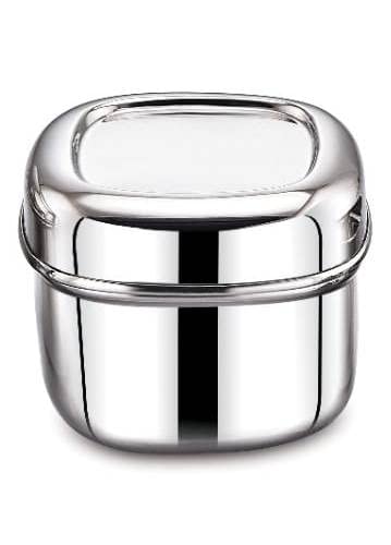 DiBhaDiBha Stainless Steel Cube Shape Deep Vertical Utility Canisters/Ubha Dabba/Storage Containers/Lunch Box (250ml)