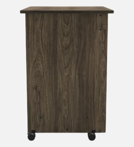 Image of Lakdi The Furniture Modern Mobile Computer Desk for Office - Rolling Small Space Workstation with Pull-Out Keyboard Tray, CPU Storage Shelf, and Locking Wheels - Grey Wood Grain Finish - 121534312