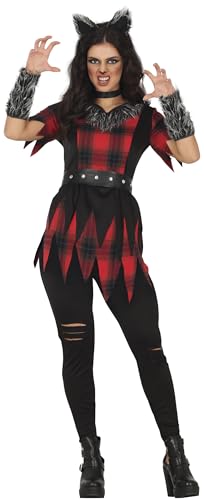 FIESTAS GUIRCA | Disfraz de Mujer Loba (38 40/M)   Camisa, Cola, Diadema, Guantes y Pantalón   Disfraces de Hombre Lobo, Halloween, Superhéroes y Villanos, Animales   Ideal para Adultas   Rojo y Negro