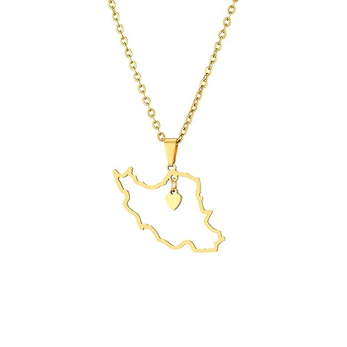 Collier Pendant Iran Carte Collier Chaîne Iranian Cutture Persian Fashion Fashion Rimes de Bijoux réglables Bijoux Anniversaire Présents pour Femmes Hommes