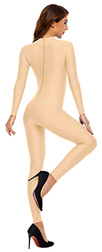 Image of Kepblom Womens Turtleneck Long Sleeve Dance Unitard One Piece Full Bodysuit Costumes